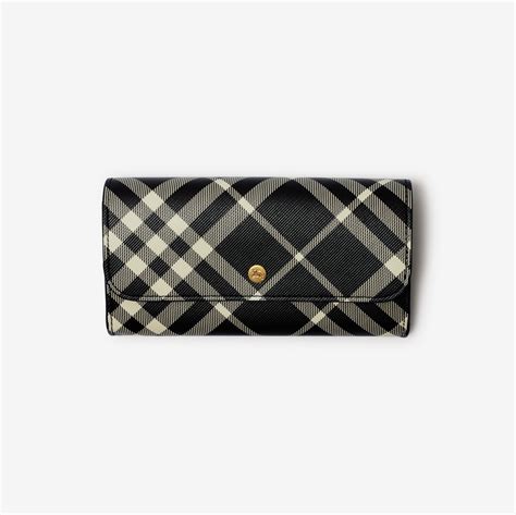 burberry sg grain check porter continental wallet black|Check Continental Wallet in Black/calico .